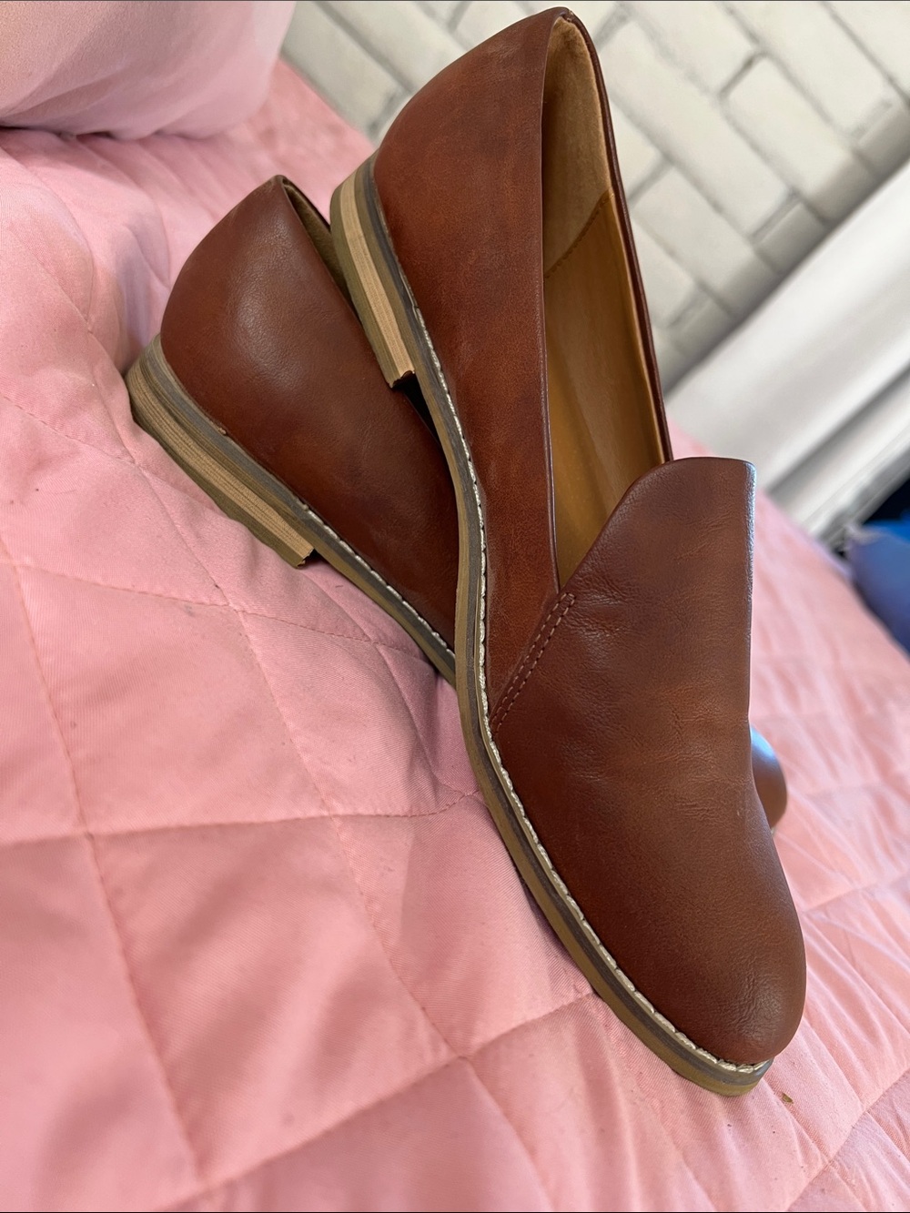 Indigo Women's Brown Slip-On Leather Loafers